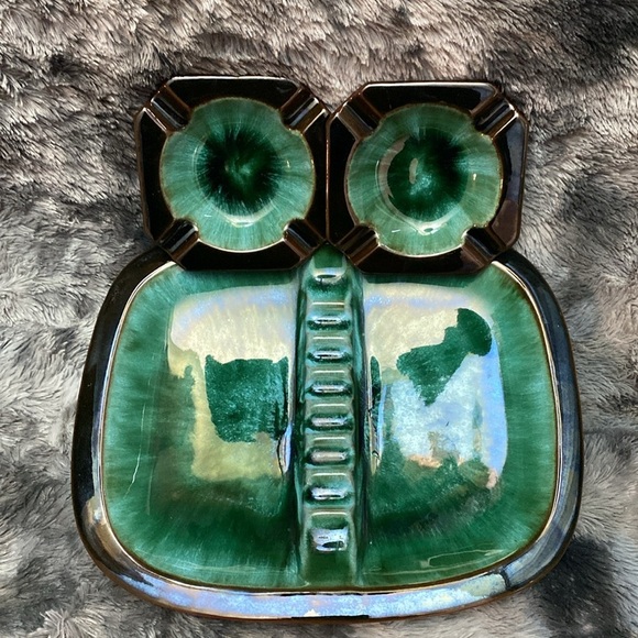 Rare and unique Green Blue Mountain  Ceramic Ashtrays set of 3 - Picture 10 of 16